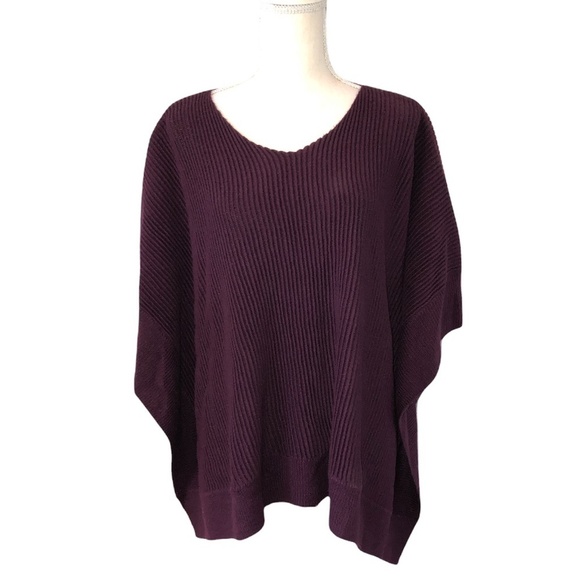 LOFT Poncho Women's Size XS/S Purple Plum Oversized Rib-Knit - Picture 1 of 7
